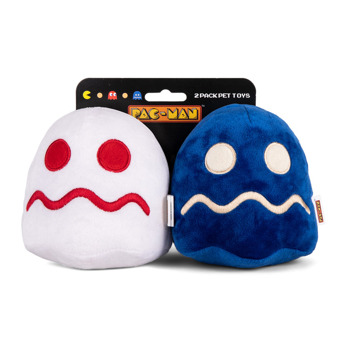 Pac-Man: TURN-TO-BLUE & TURN-TO-WHITE Plush Squeaker Pet 2pc Toy Set