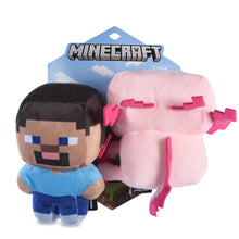 Minecraft: Steve & Leucistic Axolotl Figure Plush Squeaker Pet Toy Set