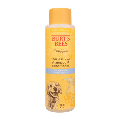 Burt's Bees Tearless 2 in 1 Shampoo and Conditioner for Puppies with Buttermilk & Linseed Oil, 16 oz