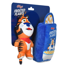 Kellogg's: 6" Frosted Flakes Box Tony the Tiger Plush Figure Squeaker 2pc Pet Toy Set