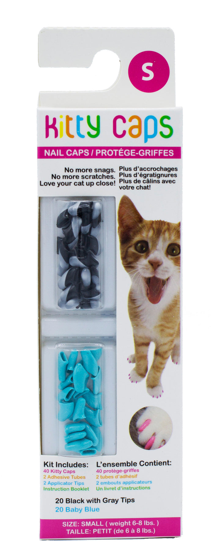 Amazon.com : Kitty Caps Nail Caps for Cats Black with Gray Tips & Baby  Blue, Small, 40 Count - 3 Pack Safe, Stylish & Humane Alternative to  Declawing Stops Snags and Scratches