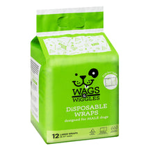 Wags & Wiggles Large Male Wraps - 18"-27" Waist, 12 Pack