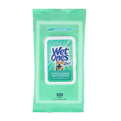 Wet Ones Hypoallergenic Wipe for Dogs - 100 ct pouch, 3 pc PDQ