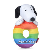 Peanuts: 8" Snoopy and Woodstock Peace & Love Plush Ring Squeaker Pet Toy