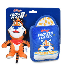 Kellogg's: 6" Frosted Flakes Box Tony the Tiger Plush Figure Squeaker 2pc Pet Toy Set